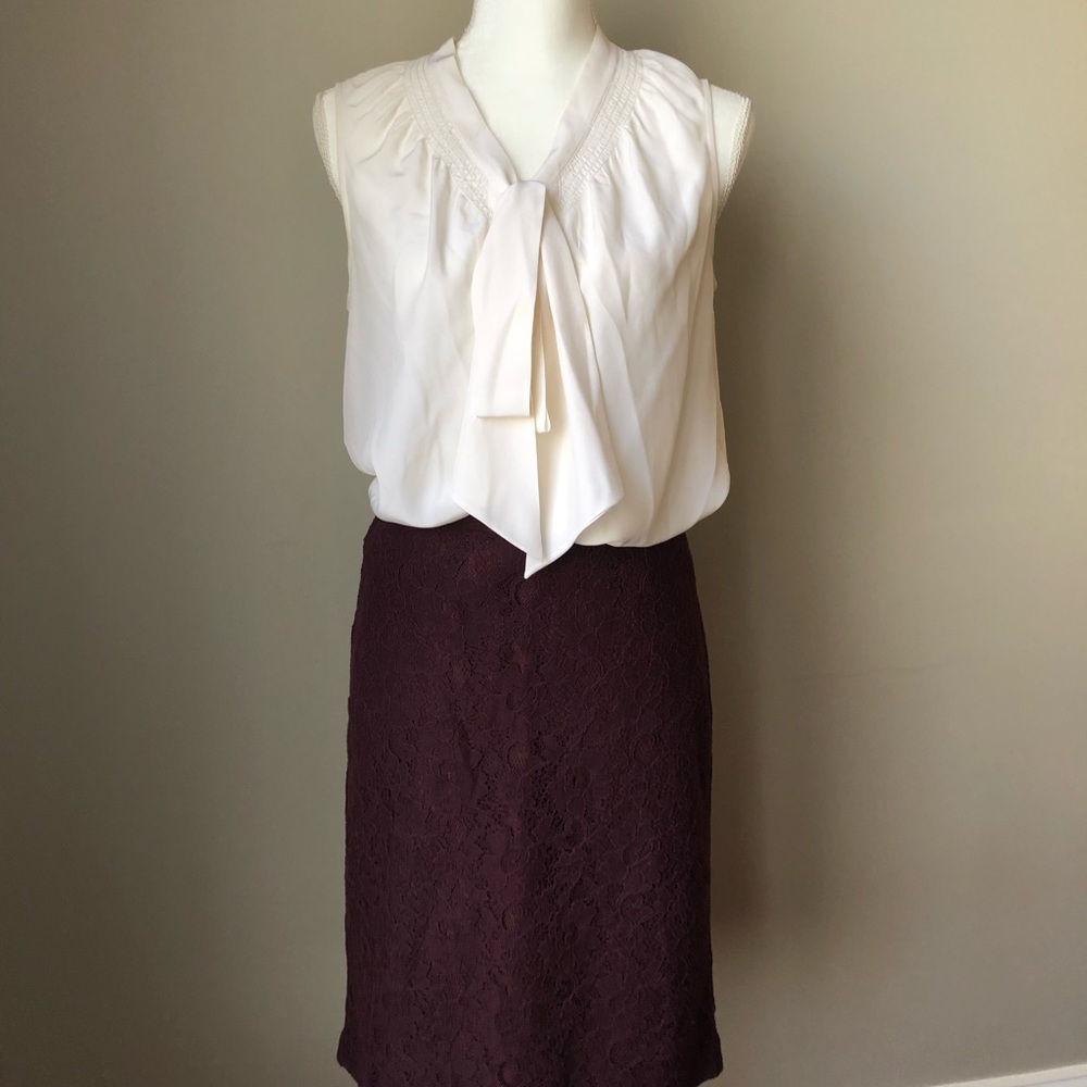 Wine lace pencil skirt Banana Republic